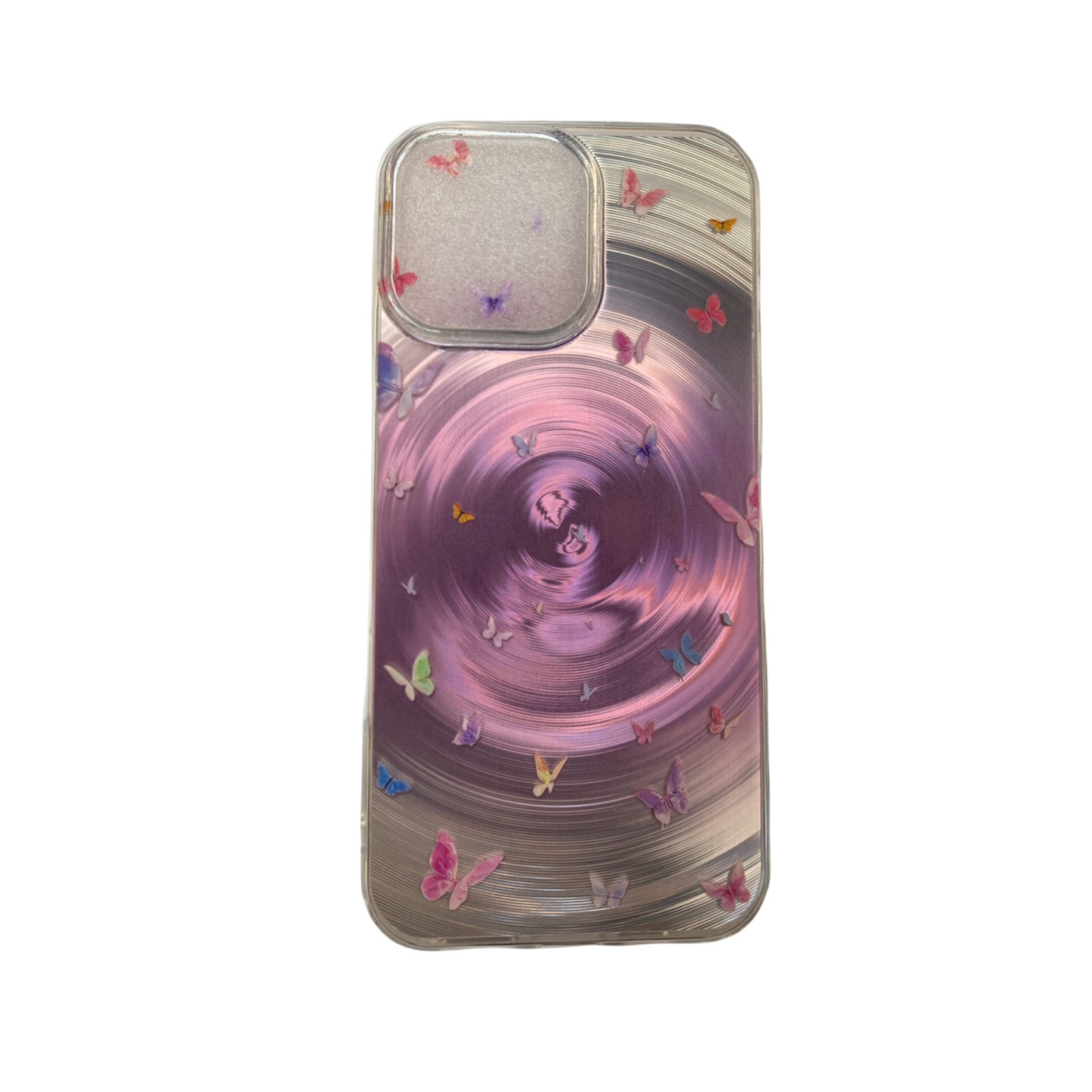 قاب گوشی آیفون با طرح پروانه رنگی هولوگرامی