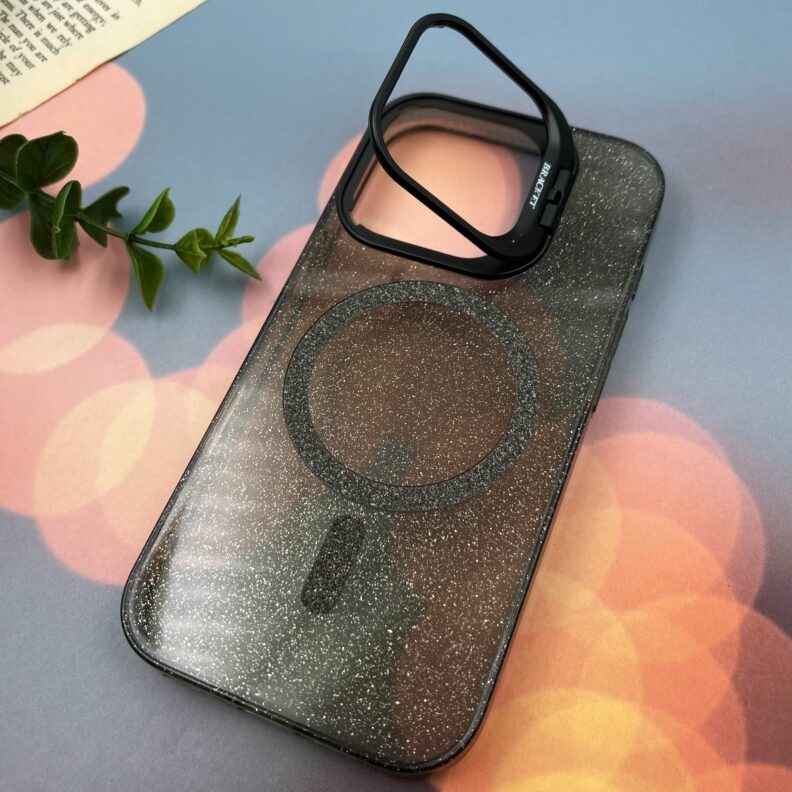 قاب گوشی آیفون مدل Bracket اکلیلی شاین مگ سیف و هولدر رنگ مشکی