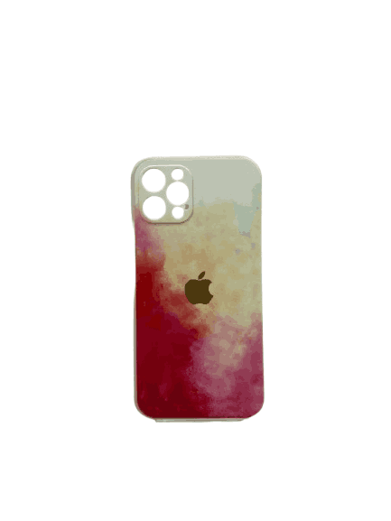 قاب گوشی آیفون با طرح آبرنگی رنگ سفید ارغوانی