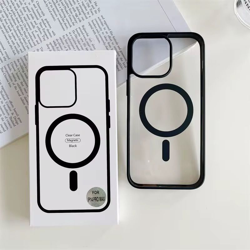 قاب گوشی آیفون شفاف مگ سیف دور مشکی