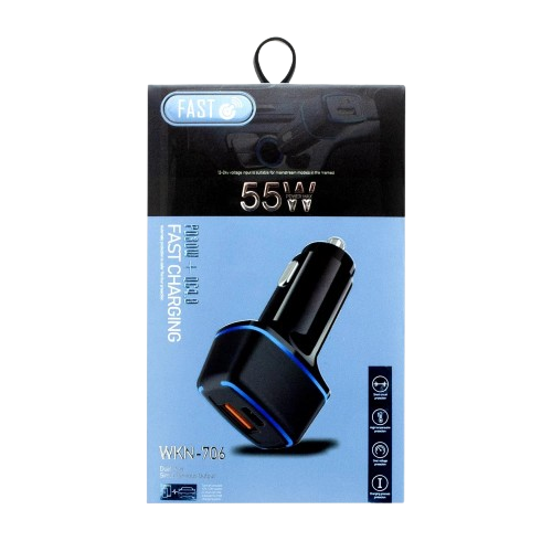 شارژر فندکی 55W دو پورت PD مدل WKN-706